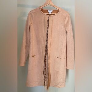 Carmen Marc Valvo Faux Suede Cardigan Jacket (XS)